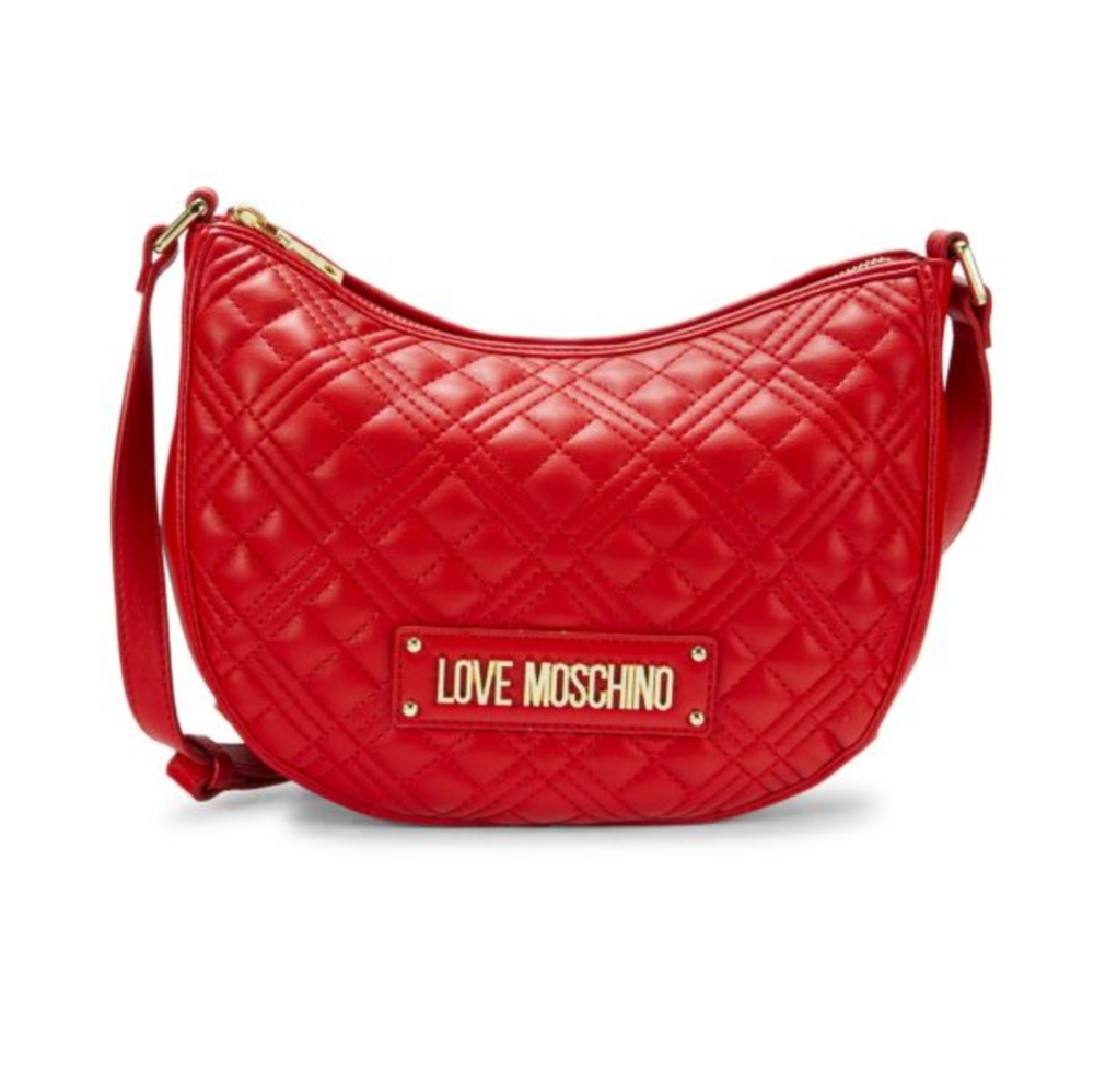 NWT Love Moschino Red Quilted Logo Shoulder Bag Timeless